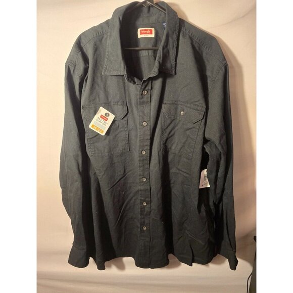 Wrangler NWT New Mens Black long Sleeve Button Up Shirt 3XL Big Tall - Picture 1 of 2